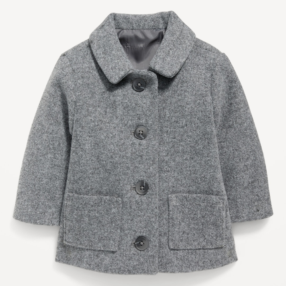 NWT Old Navy Size 12-18 M Soft Brushed Button Front Coat For Baby Boy!